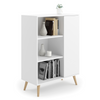 Commode FONDI armoire avec étagère, style scandinave, pieds en bois - Blanc