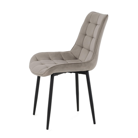 Ensemble de 4 chaises VOX tapissées en velours matelassé - couleur Cappuccino, pieds Noirs