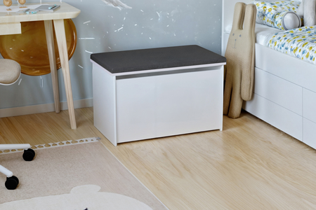 Coffre à jouets DARIA – Blanc, panneau graphite