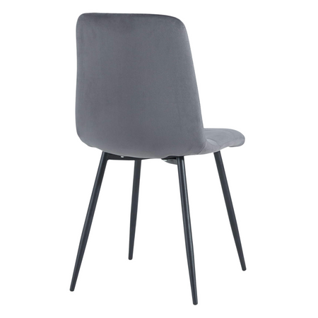 Ensemble de 4 chaises NEL tapissées en velours matelassé - couleur Grise, pieds Noirs