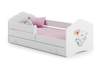 Lit enfant FALA 80x160 avec barrière, tiroir et graphisme - Éléphanteau