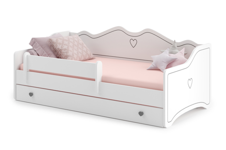 Lit double EMMA II 160x80 - Blanc / Gris