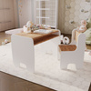 Ensemble table enfant + chaise enfant - chêne craft blanc/or