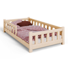 Lit enfant PINI 80x160 en bois bas non verni avec matelas - Naturel