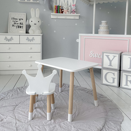 Table et chaise Crown pour enfants - blanc
