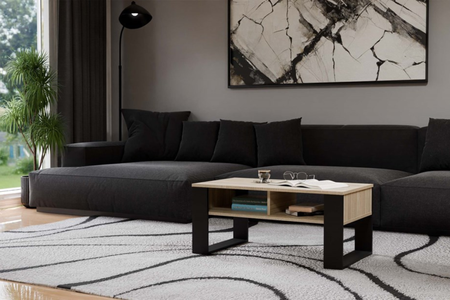 Table basse MODI deux étagères - Chêne Sonoma / Noir