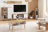 Table basse SANDI de style scandinave avec pieds en bois - Blanc / Chêne Artisan