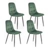 Ensemble de 4 chaises rembourrées en velours – couleur Vert