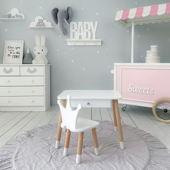 Table enfant Crown avec tiroir et chaise - blanc