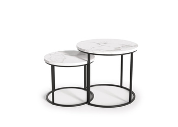 Plateau de table - Marbre blanc || Cadre - Noir