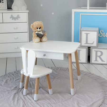 Table enfant avec tiroir et chaise Rabbit - blanc