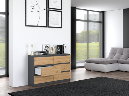 Komoda MALMO M6 120cm Dąb artisan / antracyt