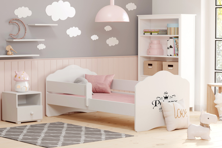 Lit enfant FALA 80x160 avec barrière et graphisme - Princess
