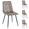 Ensemble de 4 chaises NEL tapissées en velours matelassé - couleur Cappuccino, pieds Noirs