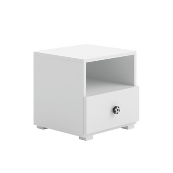 Table de chevet EMI GOAL avec tiroir et poignée ballon de football - Blanc