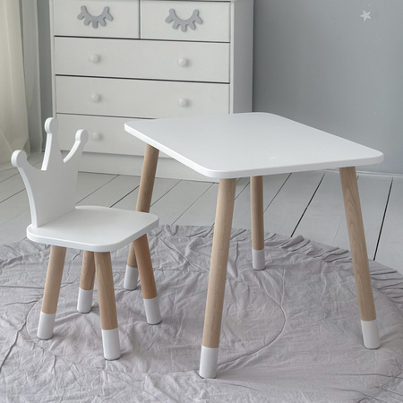 Table et chaise Crown pour enfants - blanc