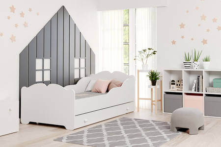 Lit simple pour enfant ANNA 70x140 avec tiroir - Blanc