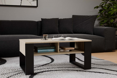 Table basse MODI deux étagères - Chêne Sonoma / Noir