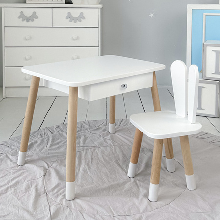 Table enfant avec tiroir et chaise Rabbit - blanc