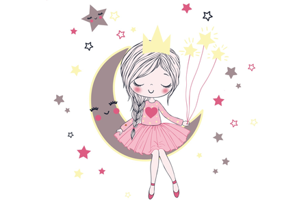 Lit enfant FALA 80x160 avec barrière et graphisme - Princesse Endormie