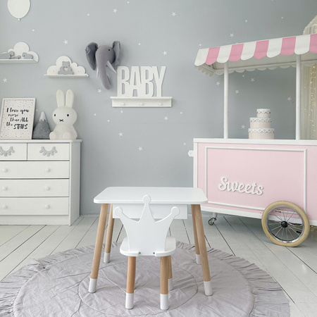 Table enfant Crown avec tiroir et chaise - blanc