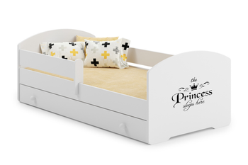 Lit enfant LUK 80x160 avec barrière, tiroir et graphique - Princess