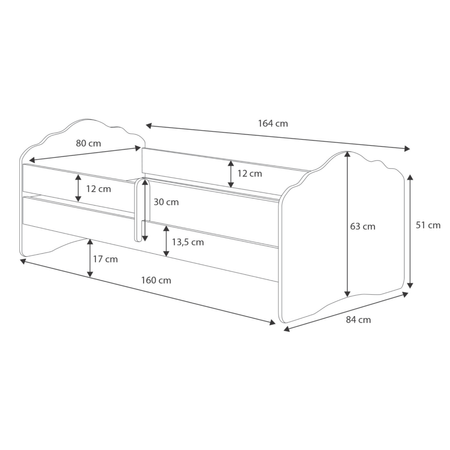 Lit enfant FALA 80x160 barrière - Blanc