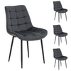 Ensemble de 4 chaises VOX tapissées en velours matelassé - couleur Grise, pieds Noirs