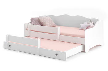 Lit double EMMA WHITE II 160x80 - Blanc / Poignées grises