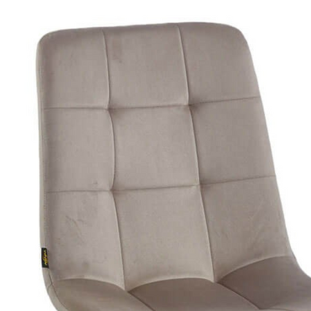 Chaise NEL capitonnée en velours matelassé - couleur Cappuccino, pieds Noirs