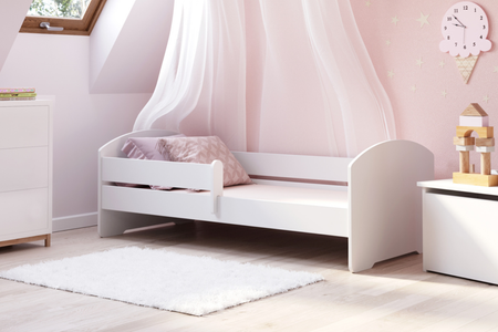 Lit simple LUK 80x160 avec barrière - Blanc
