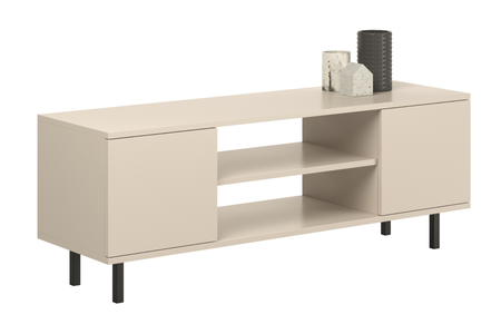 Meuble TV FOCUS 135 cm, pieds en métal noir - Cachemire