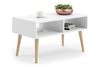 Table basse SANDI de style scandinave avec pieds en bois - Blanc
