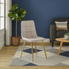 Chaise NEL tapissée en velours capitonné - couleur Beige, pieds Dorés
