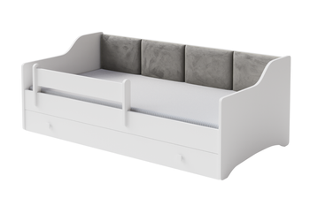 Lit simple ERYK 160x80 - Blanc, panneaux gris