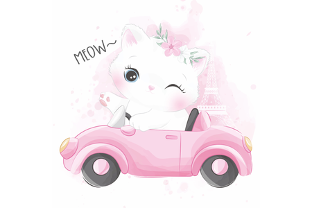 Lit enfant LUK 70x140 avec barrière graphique - Chat