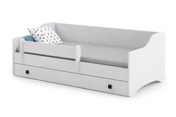Lit simple ERYK 180x80 - Blanc, poignées noires