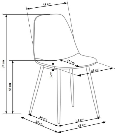 Ensemble de 4 chaises rembourrées en velours – couleur Noir