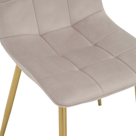 Ensemble de 4 chaises NEL tapissées en velours matelassé - couleur Beige, pieds Dorés