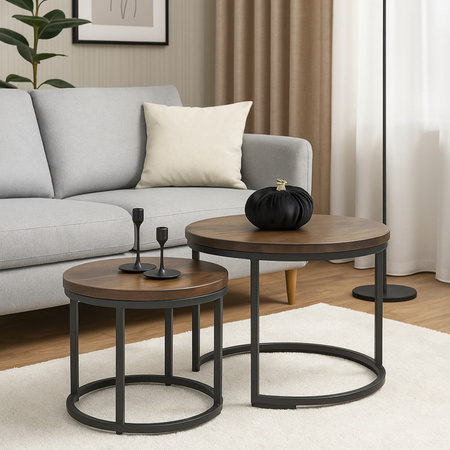 Tables basses 2en1 OREO style loft – couleur Noyer