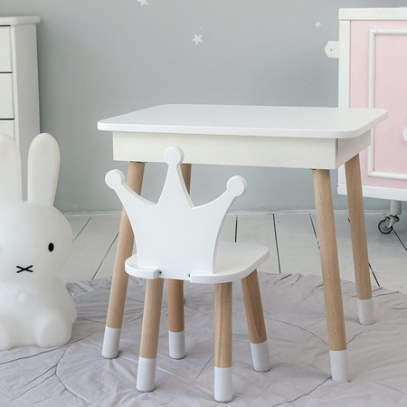 Table et chaise pour enfants. Table avec rangement pour crayons et livres de coloriage - couleur blanche