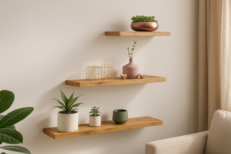 Ensemble de 3 étagères murales flottantes LEWIT - Chêne Craft