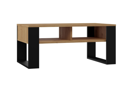 Table basse MODI deux étagères - Chêne Artisan / Noir