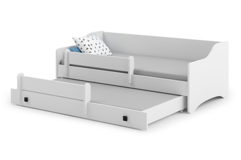 Lit double ERYK II 160x80 - Blanc, poignées noires