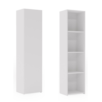 Étagère complète LONI / Armoire une porte avec étagères 160 × 40 cm - Blanc