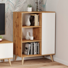 Commode FONDI armoire avec étagère, style scandinave, pieds en bois - Chêne Craft / Blanc