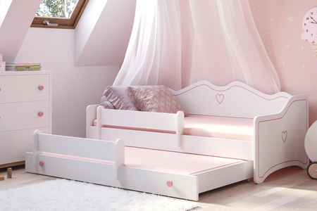 Lit double EMMA II 160x80 - Blanc / Rose