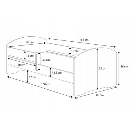 Lit enfant LUK 80x160 avec barrière - Blanc