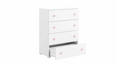 Commode Emily blanche - poignées roses