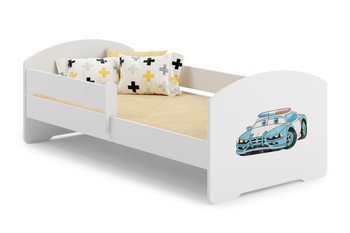 Lit enfant LUK 70x140 avec barrière graphique - Police